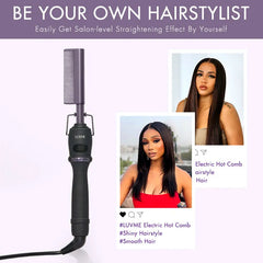 Electric Hot Comb with US Plug for Wigs and Natural Hair, 30s Fast Heating & Adjustable Temp