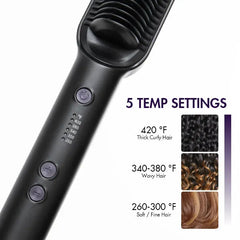 Hair Straightener Comb with US Plug, Built-in Ceramic Heating Plate, 20s Fast Heating & 5 Temp Settings & Anti-Scald for Professional Salon at Home | US Only