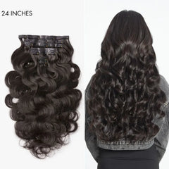Soft Body Wave Seamless Clip in Extensions Real Human Hair Pieces 135g 9pcs / 7pcs with Free Gift