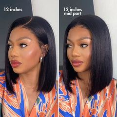 PreMax Wigs - Nature Max Yaki / Silky Bob Ear-to-Ear Glueless 13x6 Frontal HD Lace Short Bob Wig