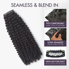 New Customers Only | Kinky Curly Seamless Clip in Extensions Human Hair with Free Gift