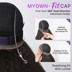 MyOwn-Fit™ 360 HD Lace Kinky Straight Wig Flexi-Fit Invisi Drawstring Cap & Pre-Cut Lace