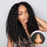 True Scalp Burmese Curly V Part Glueless Human Hair Wig Flexi-Fit Drawstring