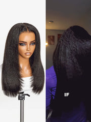180% Density Light Kinky Straight Butterfly Cut Layered Glueless 7x6 Closure HD Lace Wig Pre-Cut Lace