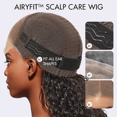 AiryFit™ Scalp Care Wigs - Blonde Highlight Water Wave Snugfit Glueless 5x5 Closure Lace Long Curly Wig Pre-Cut Lace - US Only