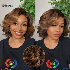 1 SEC INSTALL WIG | Mature Boss Brown Ombre Highlight / Natural Black Loose Wave Glueless Minimalist HD Lace Wig Pre-cut Lace