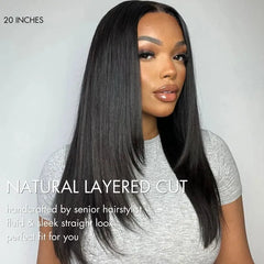 Black 180% Density Layered Cut Glueless 5x5 Closure Lace  Wig Pre-Plucked Hairline - US Only