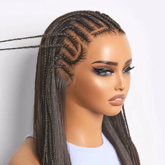 Readitress™ 180% Density Pre-Braided Silky Straight Human Hair Glueless Ear-to-Ear 13x4 Frontal Lace Wig Pre-Cut Lace
