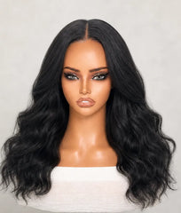 Luvme Natural Black Glueless 7x6 Closure HD Lace Yaki Blow Out Body Wave Long Wig Pre-Cut Lace